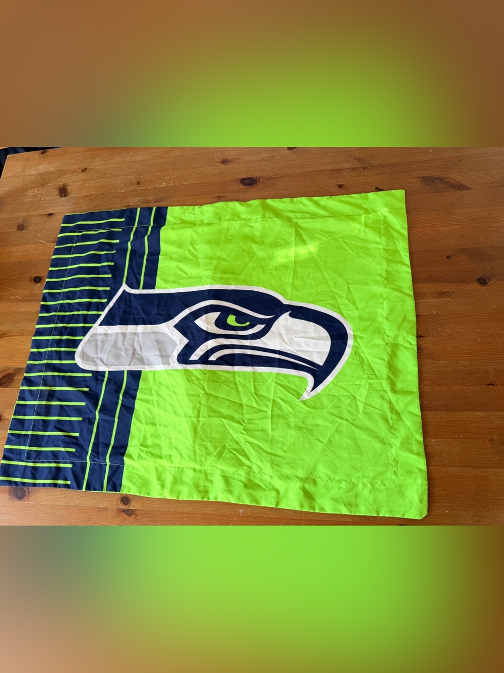Officially licensed Seattle Seahawks standard pillow sham Green Blue Football